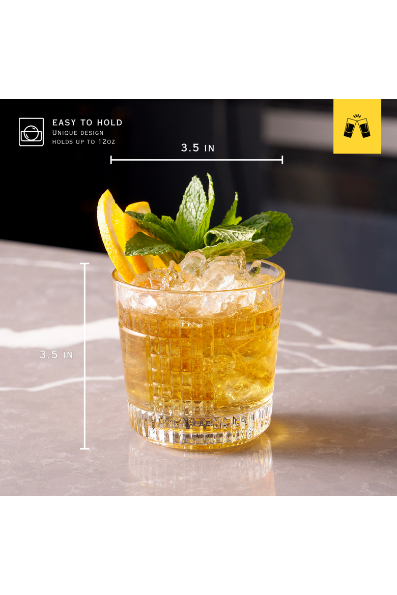 Whiskey Sour Old Fashioned Glasses Tumblers - 12oz - Set of 6, Alternate, color, Clear