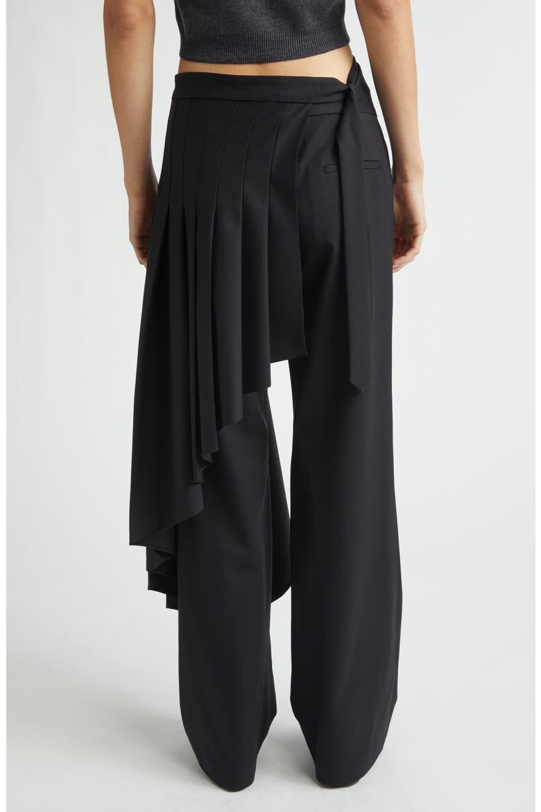 Regular Fit Belted Pleated Stretch Virgin Wool Skirt Trousers, Alternate, color, BLACK