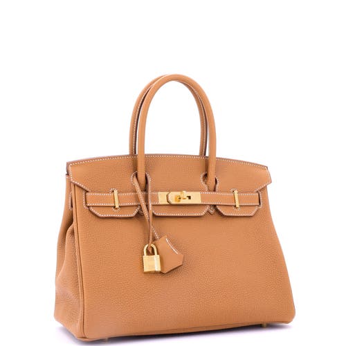 Pre-owned Hermes Hermes Birkin Handbag Brown Clemence With Gold Hardware 30 In Brown