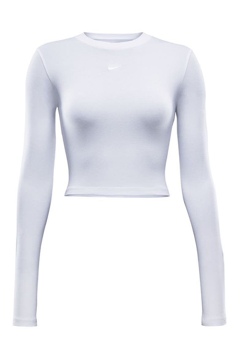 Sportswear Chill Knit Slim Long Sleeve Crop T-Shirt, Alternate, color, WHITE/ WHITE