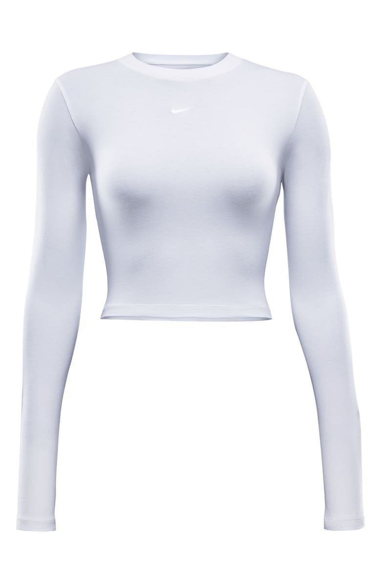 Nike Sportswear Chill Knit Slim Long Sleeve Crop T-Shirt, Alternate, color, White/ White