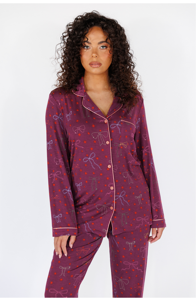 In My Sundays Long Sleeve & Long Pant Pajama Set, Main, color, Twinkling Bow