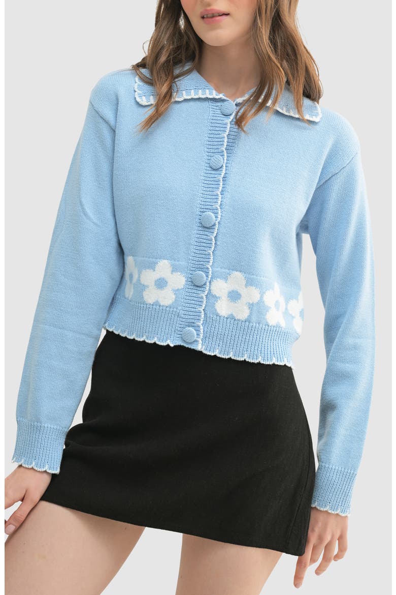 Floral Cardigan, Alternate, color, BLUE WHITE