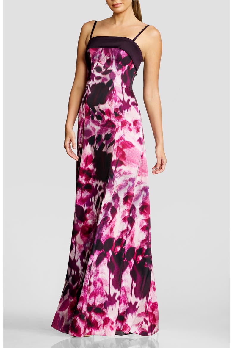 Luciella Abstract Floral Mermaid Gown, Alternate, color, DARK MAGENTA MULTI