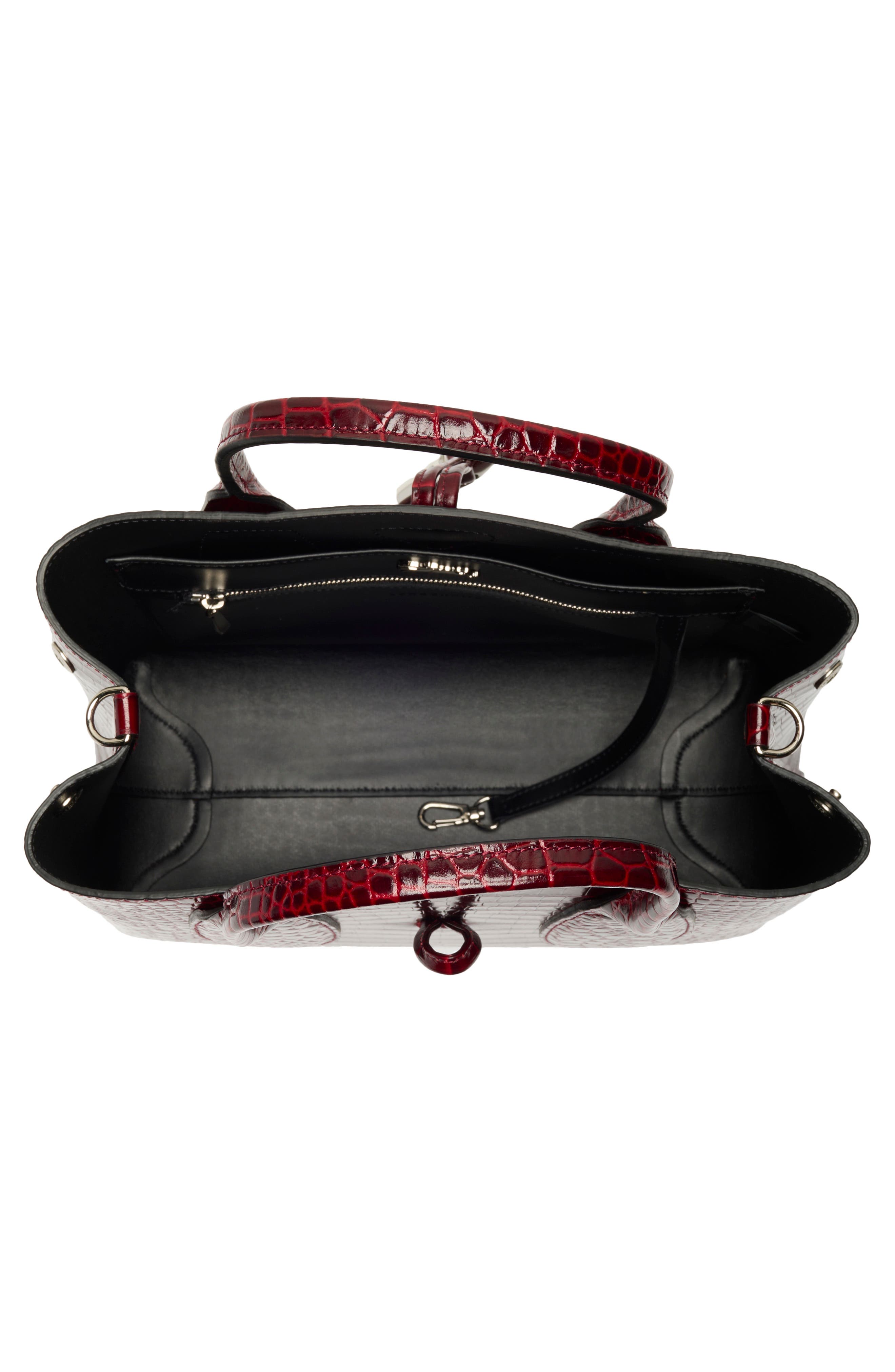 Longchamp Medium Roseau Croc Embossed Top Handle Crossbody Bag, Alternate, color, 