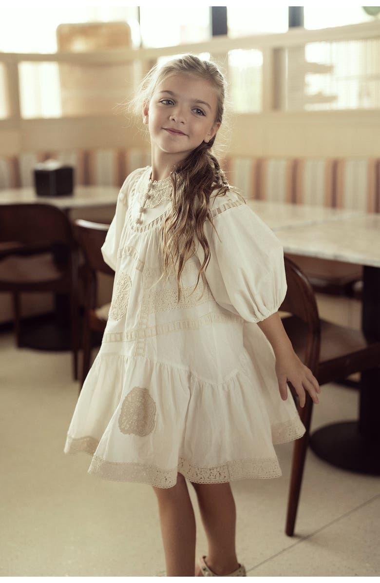 Clô Woven Lace A-Line Dress, Alternate, color, Off White