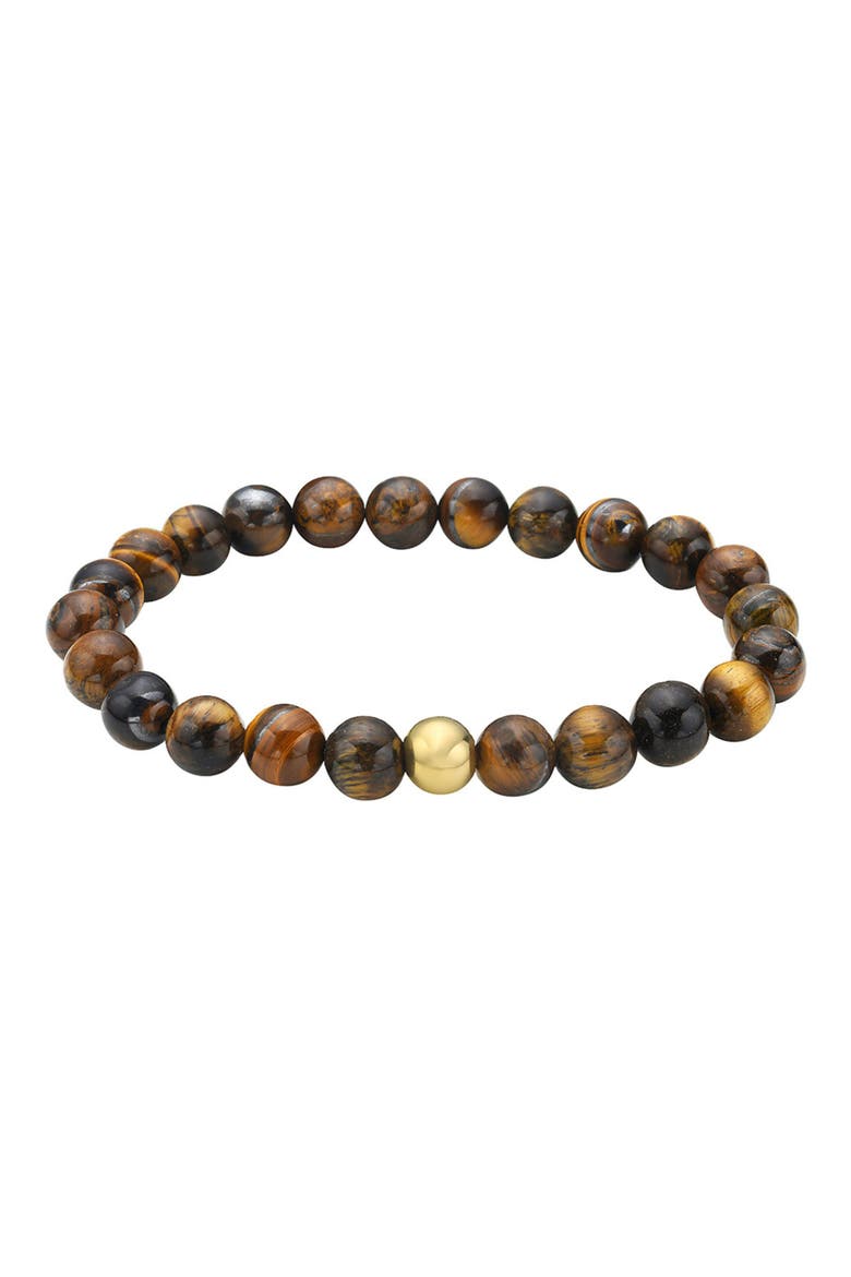 Men's Water Resistant Tiger's Eye Bracelet, Main, color, BROWN