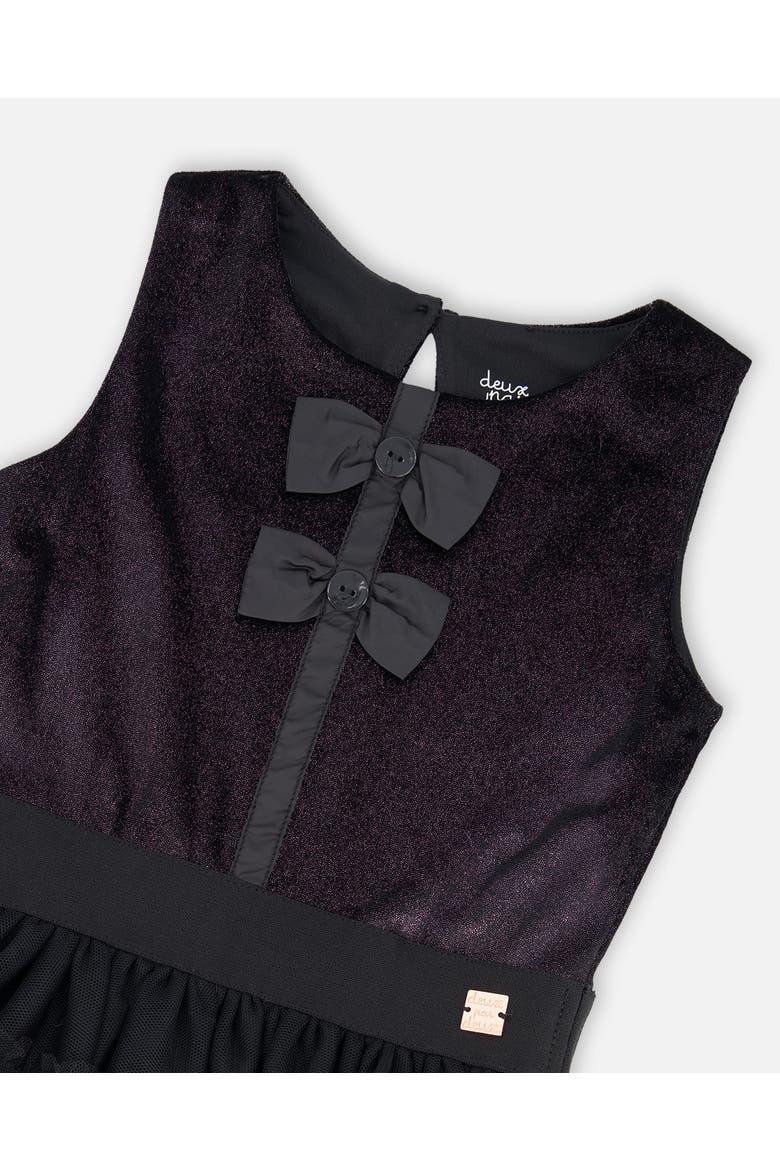 Sleeveless Bi-Material Velour and Mesh Dress, Alternate, color, Black