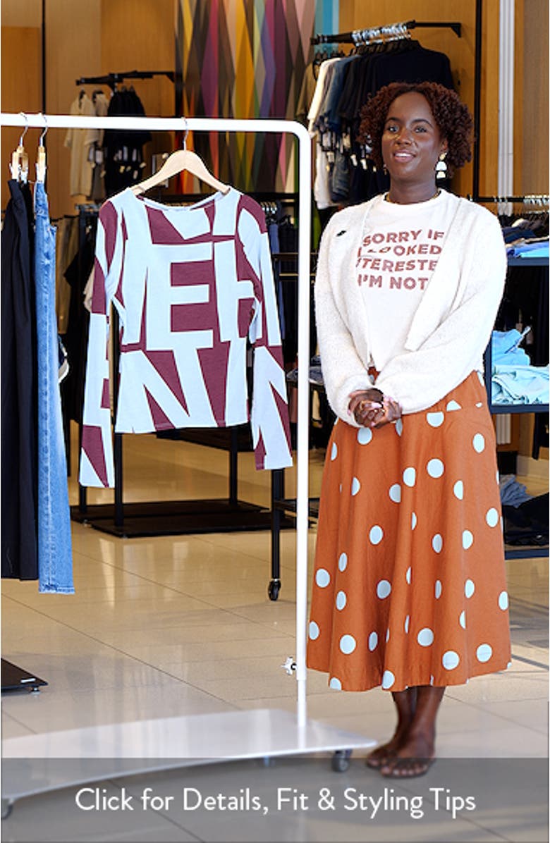 Abstract Print Long Sleeve Stretch Cotton Blend Top, sales video thumbnail