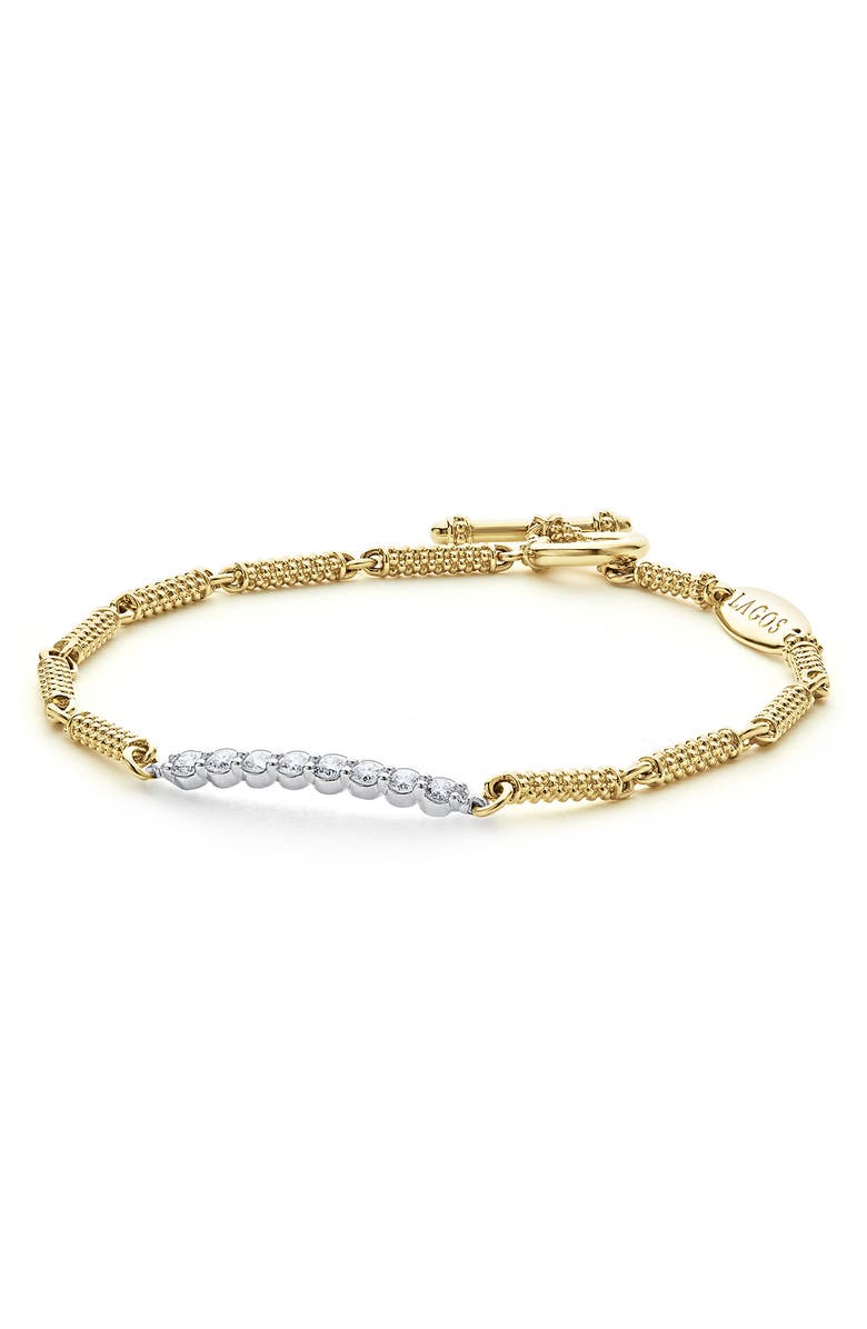 LAGOS Superfine Signature Caviar Diamond Link Bracelet, Main, color, Gold Diamond