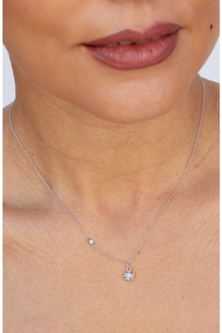 Cubic Zirconia Daisy Pendant Necklace, Alternate, color, SILVER