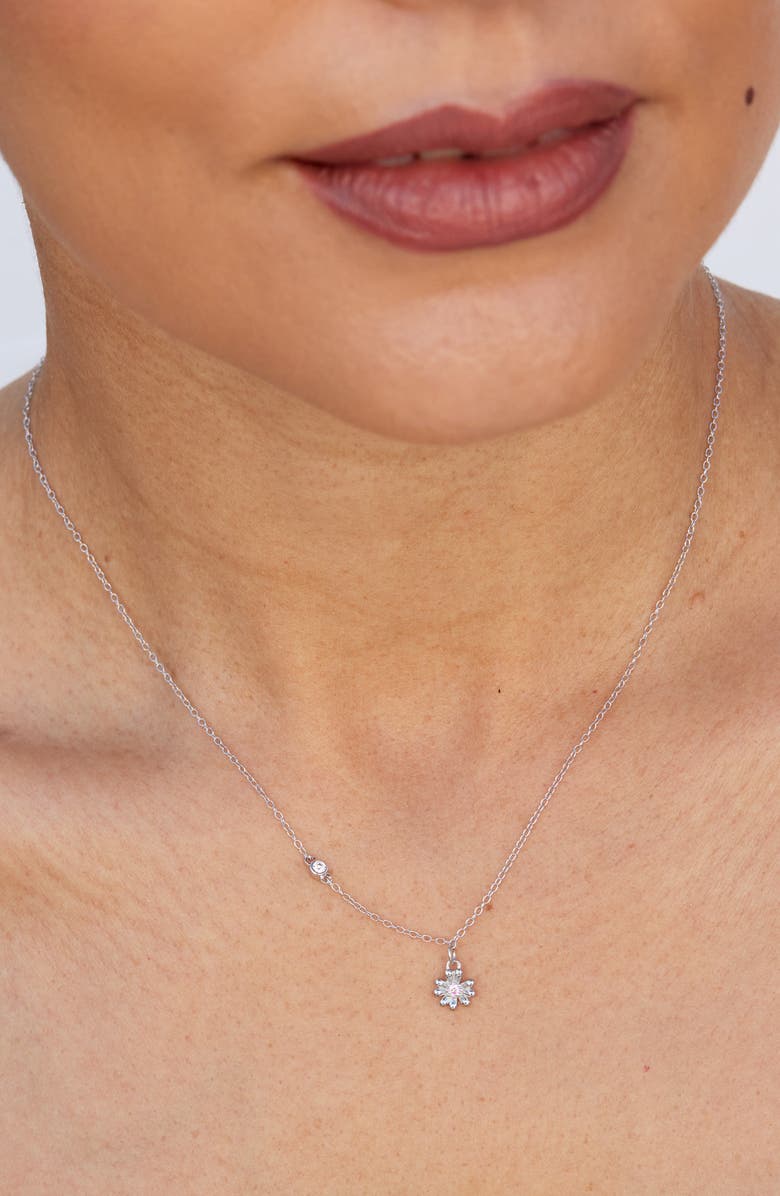 SAVVY CIE JEWELS Cubic Zirconia Daisy Pendant Necklace, Alternate, color, Silver