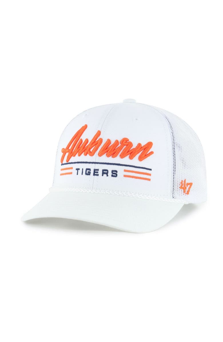 '47 Men's '47 White Auburn Tigers Garner Rope Trucker Adjustable Hat, Main, color, 