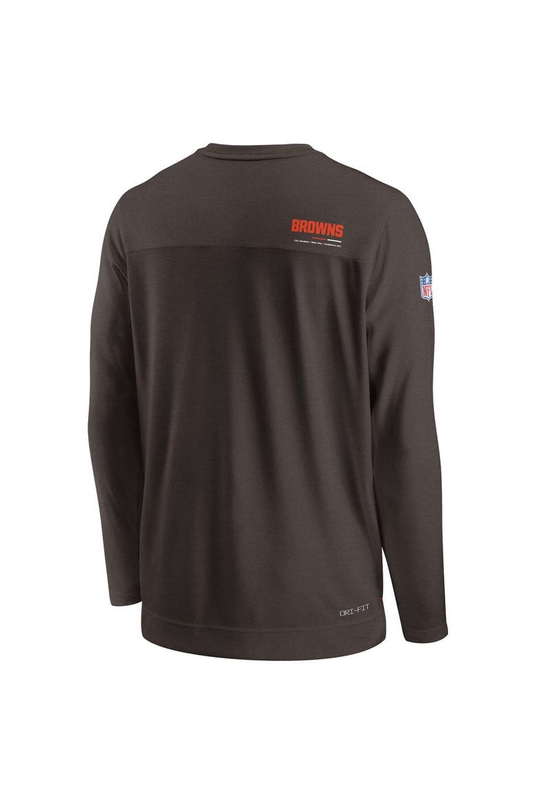 Men's Nike Brown Cleveland Browns Sideline Coach Chevron Lock Up Long Sleeve V-Neck Performance T-Shirt, Alternate, color, Brown