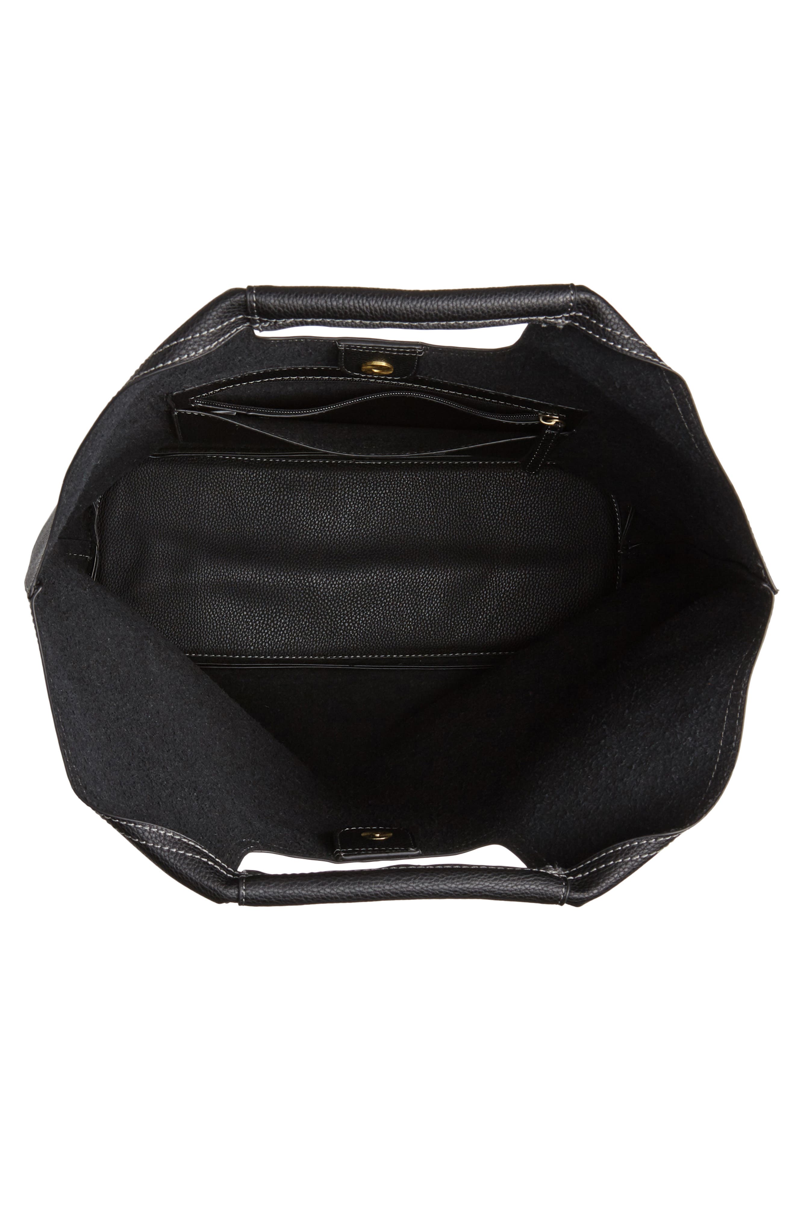 Alexis Faux Leather Tote, Alternate, color, BLACK