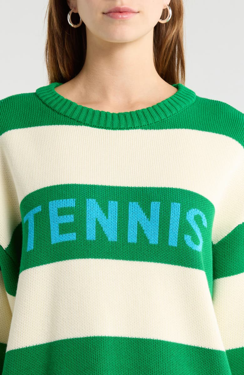 SUGARLIPS Tennis Stripe Relaxed Fit Cotton Sweater, Alternate, color, 