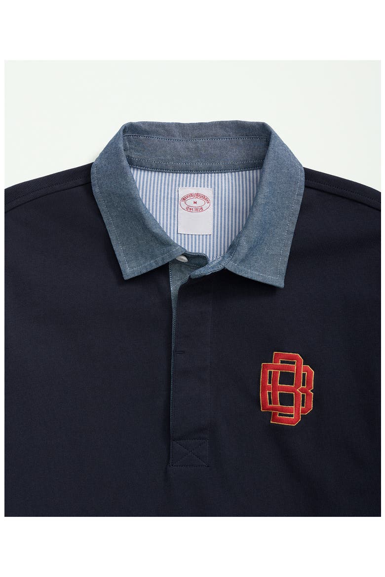 Embroidered Monogram Long Sleeve Rugby Shirt, Alternate, color, BLUE MULTI
