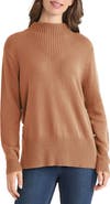 Jones New York Button Detail Rib Funnel Neck Sweater