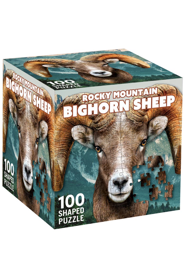 Bighorn Sheep 100 Piece Shaped Puzzle, Main, color, Multicolor