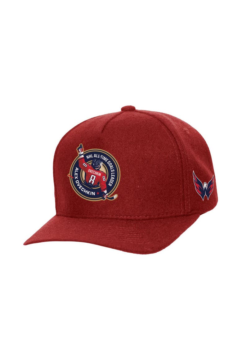 Men's Mitchell & Ness Alexander Ovechkin Red Washington Capitals All Time Goals Pro Crown Adjustable Hat, Main, color, Red