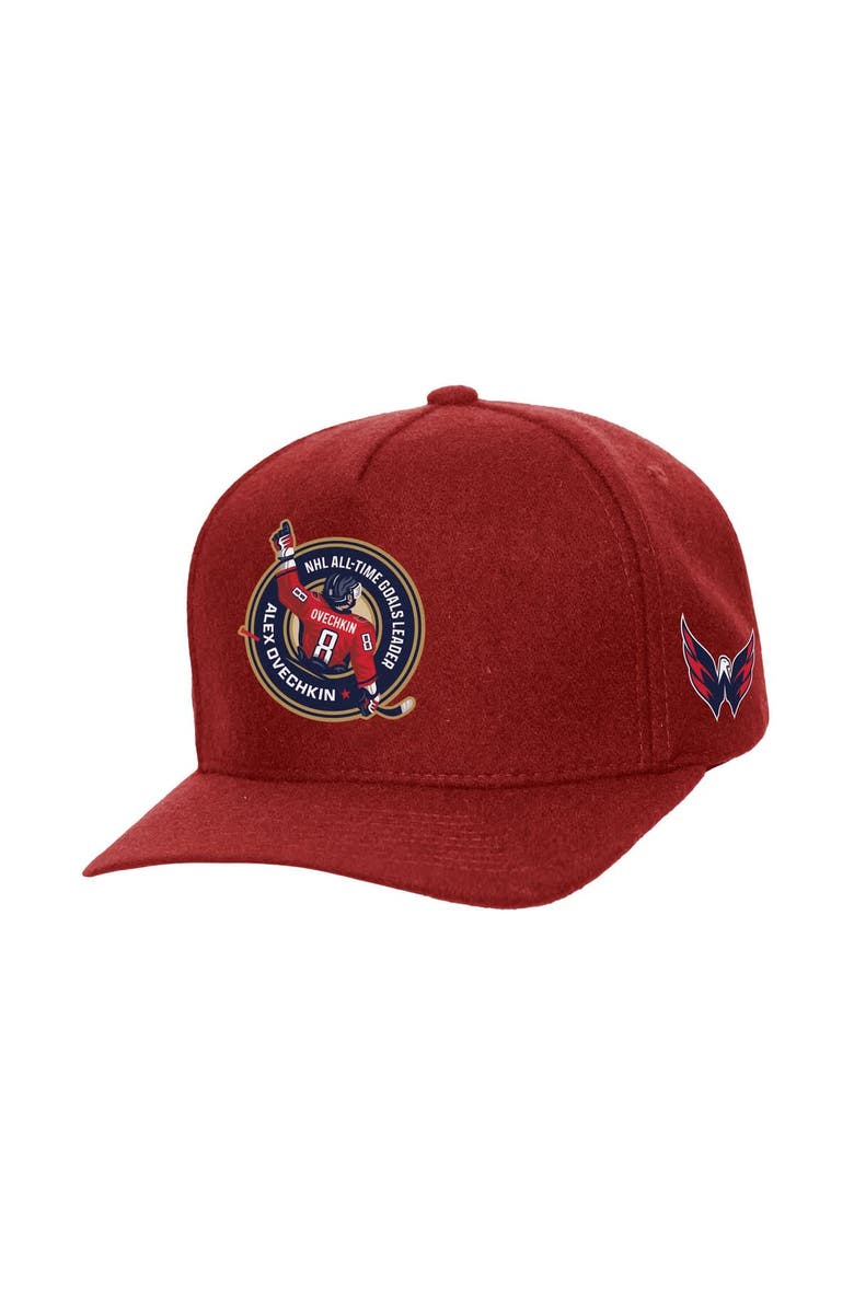 Mitchell & Ness Men's Mitchell & Ness Alexander Ovechkin Red Washington Capitals All Time Goals Pro Crown Adjustable Hat, Main, color, Red