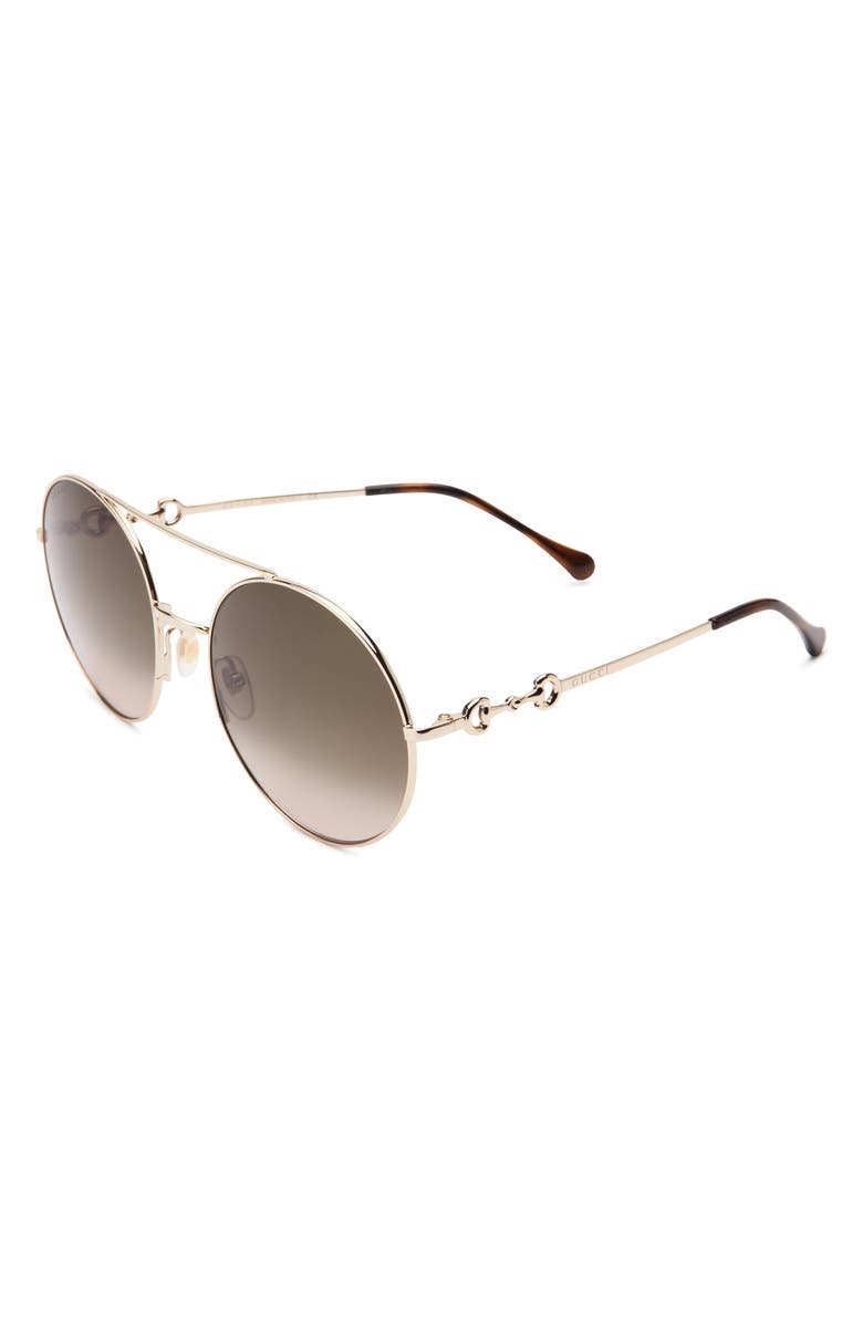 Gucci 59mm Aviator Sunglasses, Alternate, color, Gold Gold Brown