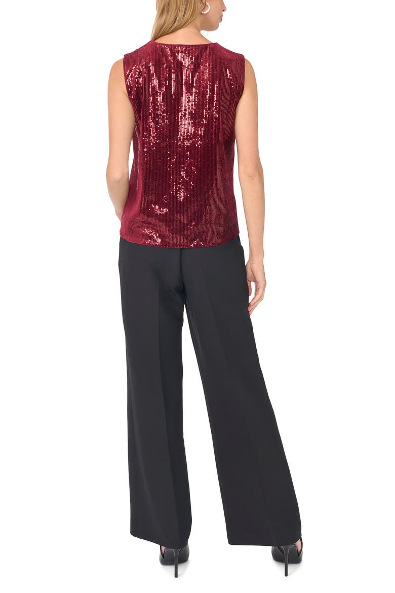 Asymmetrical Neck Sequin Top, Alternate, color, EARTH RED