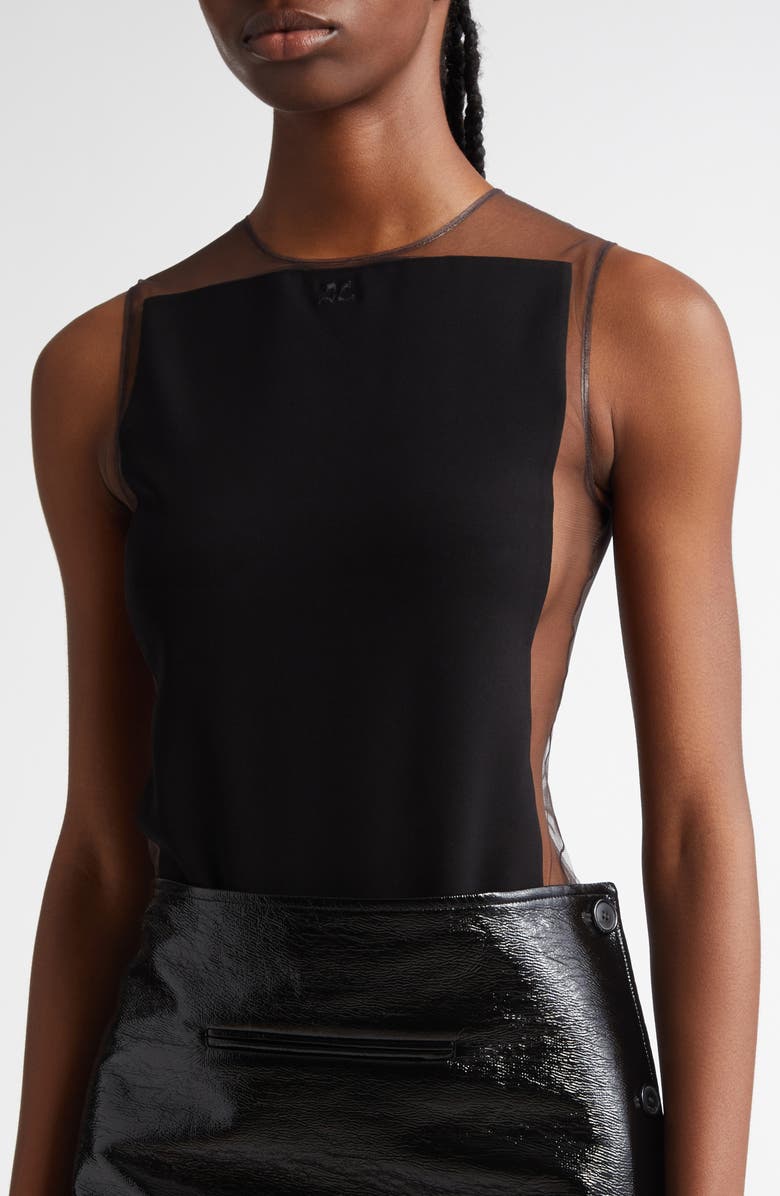 Courrèges Frame Illusion Bodysuit, Alternate, color, 
