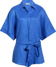 Elan Linen Cover-Up Romper