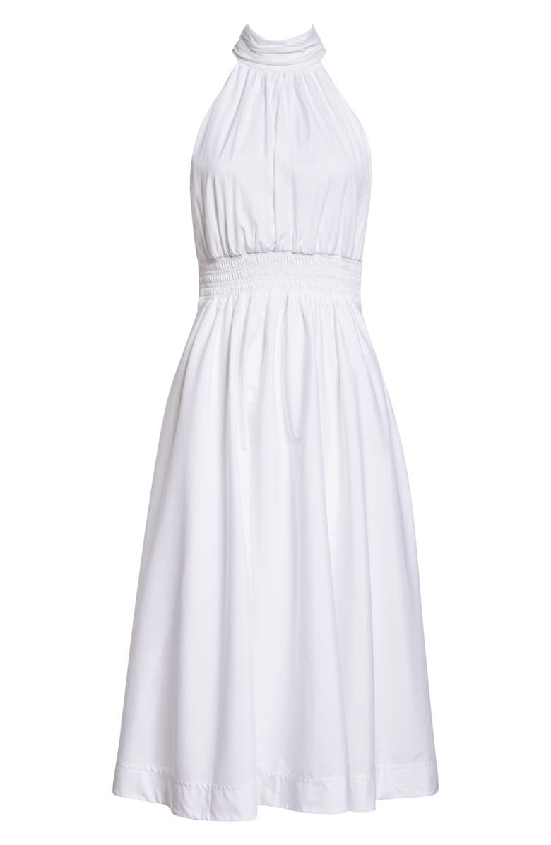 Veronica Beard Kinny Smocked Cotton Blend Midi Dress, Alternate, color, White