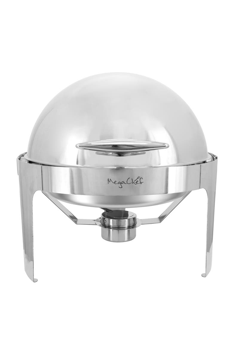 6.3 Quart Round Stainless Steel Dome Roll Top Professional Chafing Dish/Food Warmer/Buffet Server Serving Dish, Alternate, color, Silver