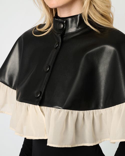 Weworewhat Ruffle Cropped Cape In Black/sand