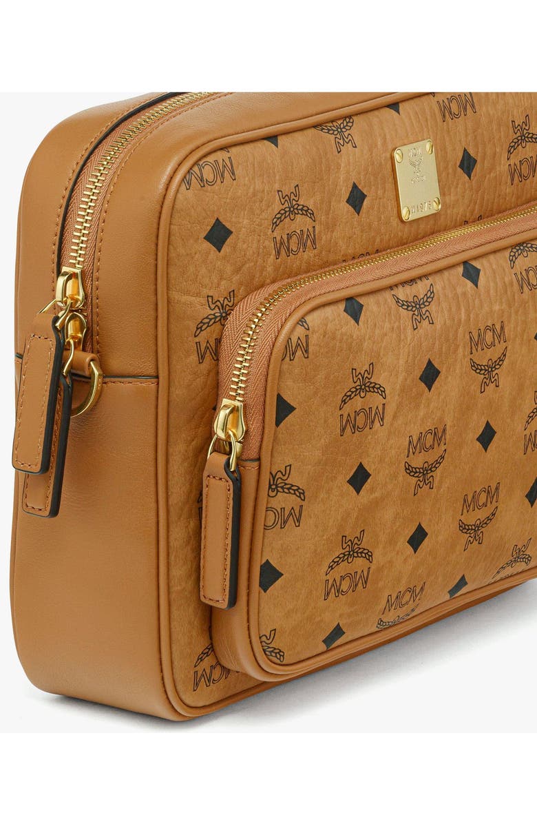 MCM Aren Crossbody in Visetos, Alternate, color, Cognac