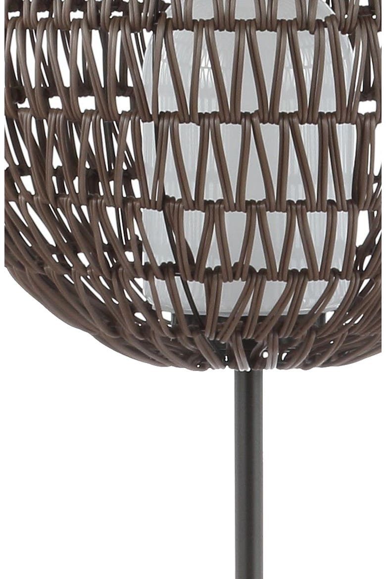 Bea 61" Outdoor Woven Globe LED Floor Lamp, Coffee/Black, Alternate, color, Coffee/Black