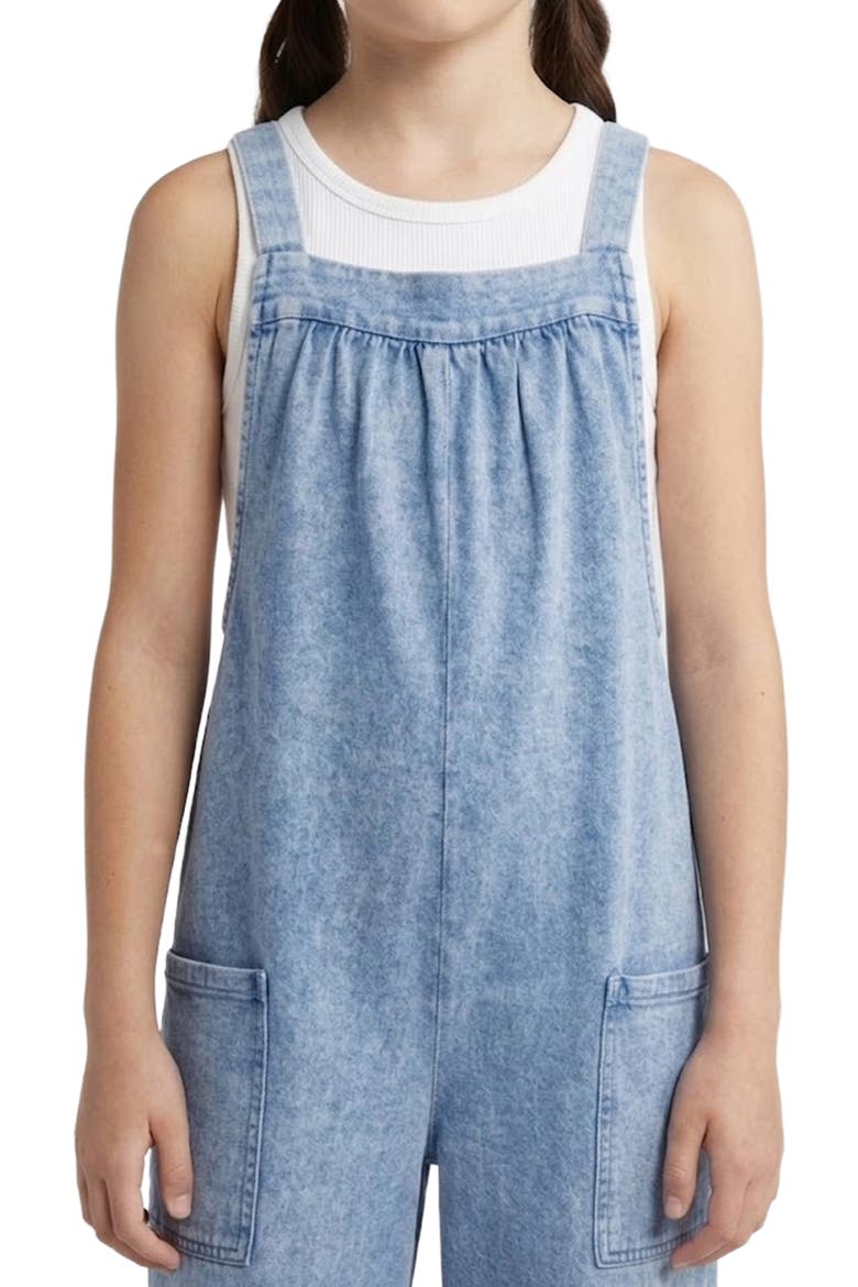 Kids' Denim Wide Leg Overalls, Alternate, color, BLUE