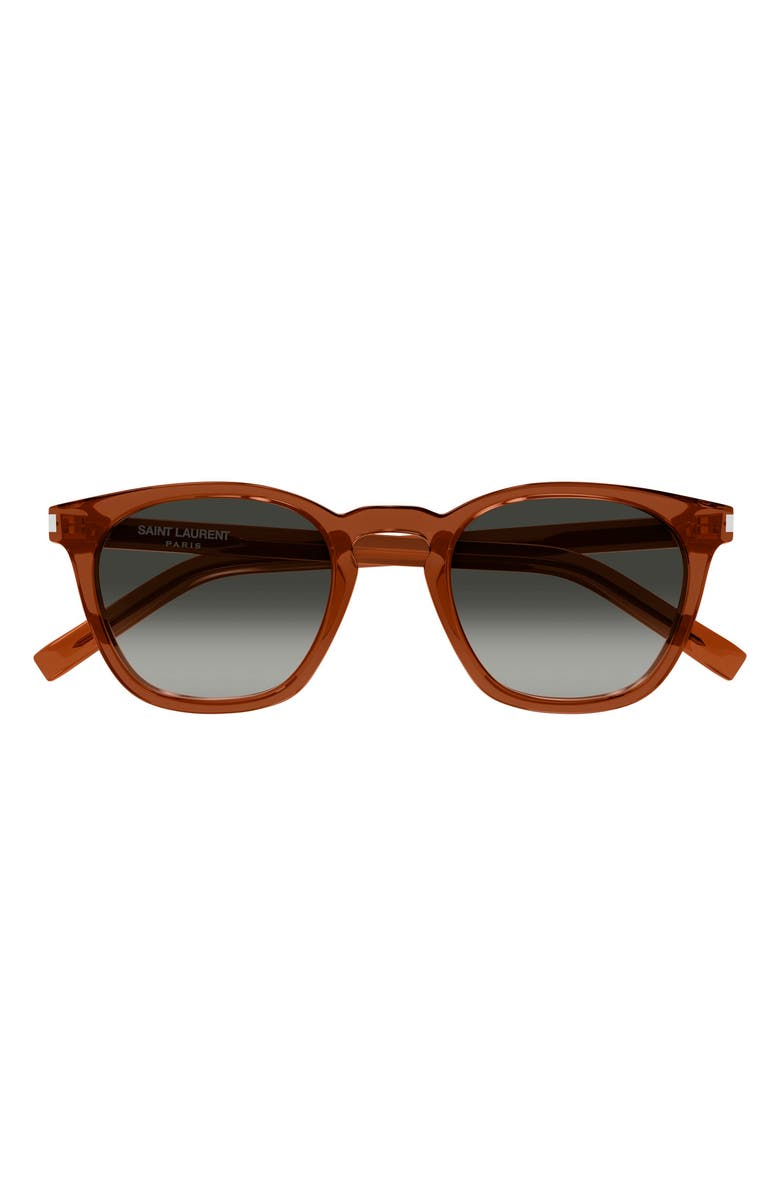 Saint Laurent 49mm Small Round Sunglasses, Main, color, Brown