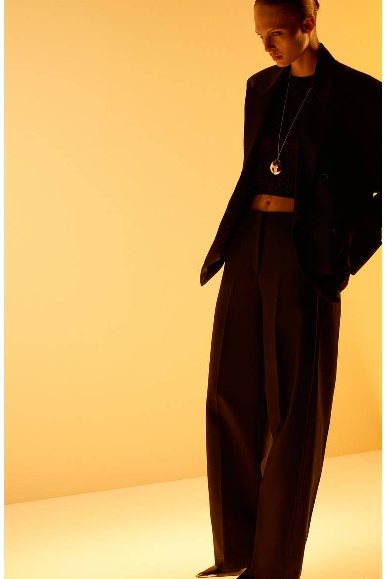 x Kaia Gerber Wool Blend Dress Pants, Alternate, color, BLACK