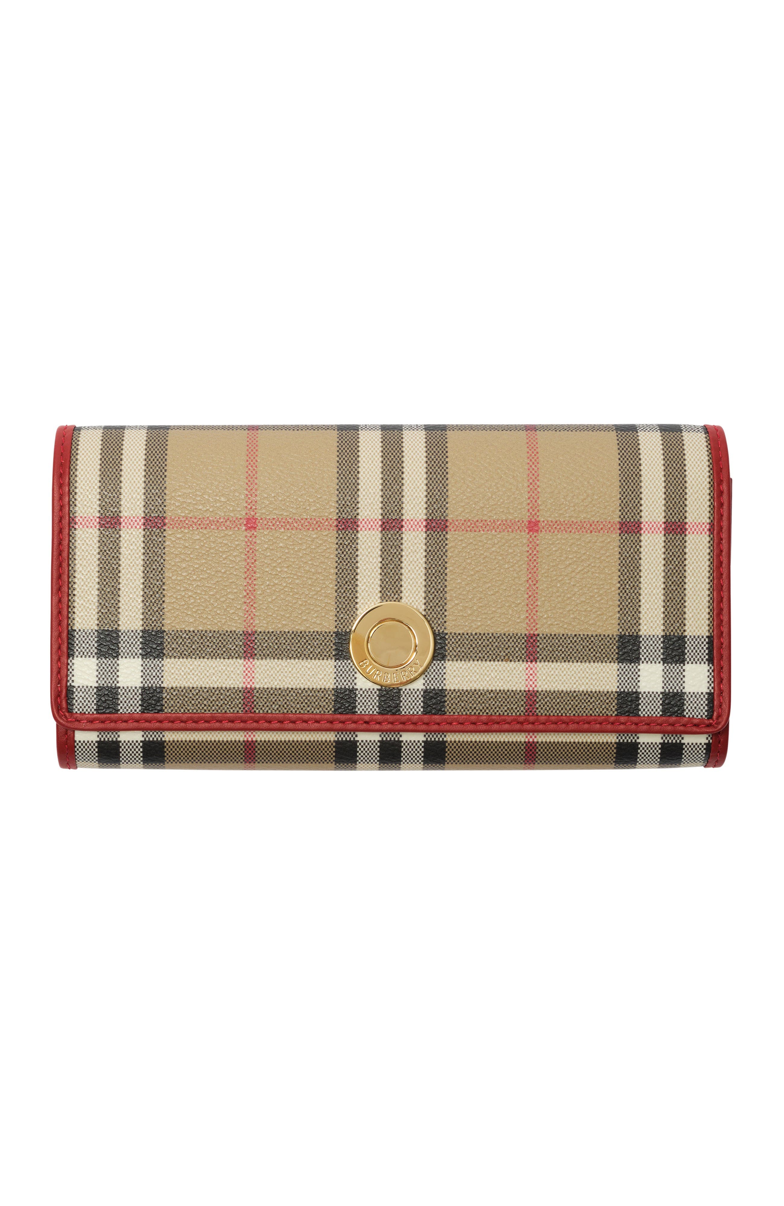 Burberry Check Pattern Canvas Wallet With Gold-tone Hardware In Multi