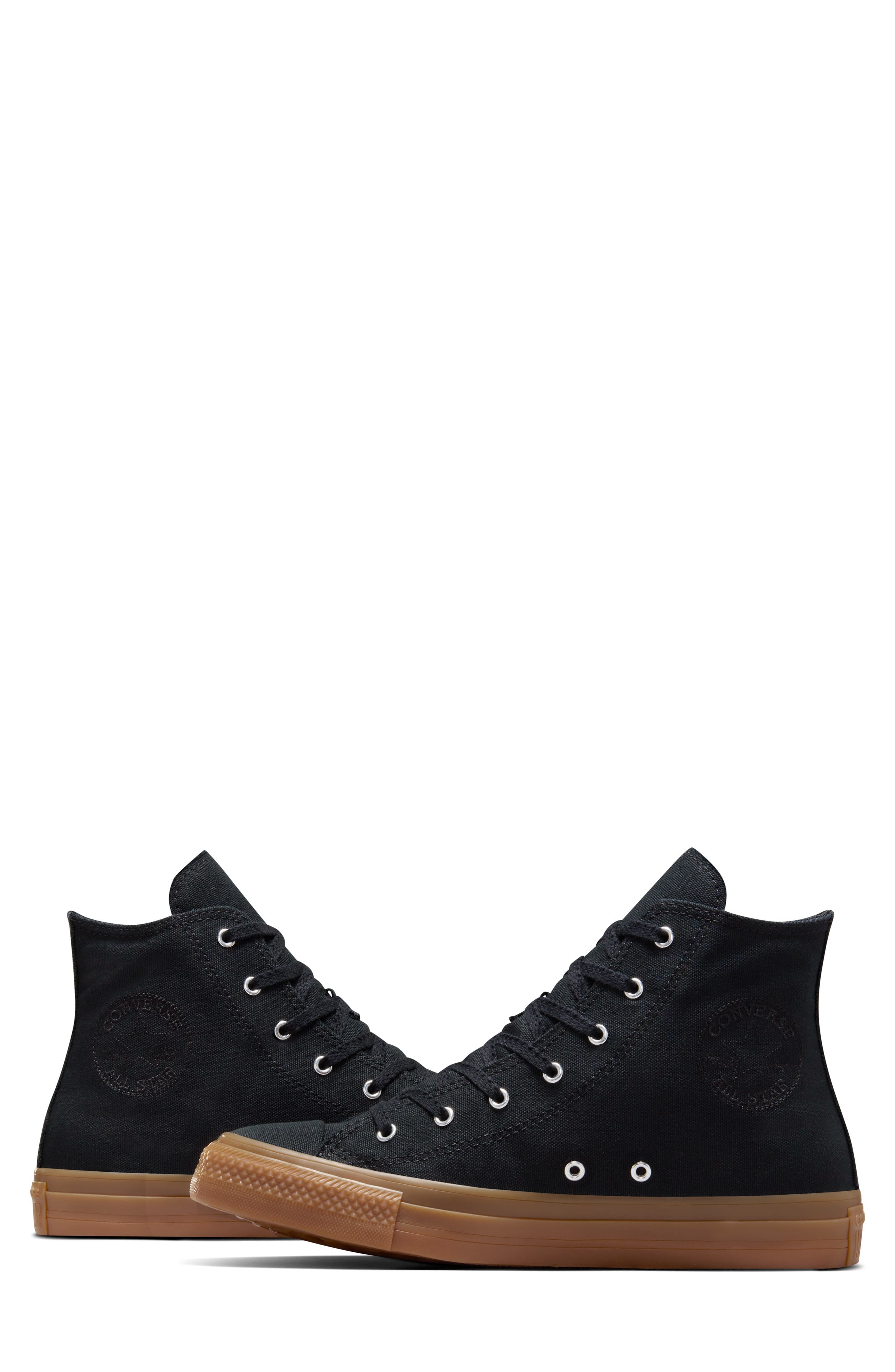 Converse Gender Inclusive Chuck Taylor<sup>®</sup> All Star<sup>®</sup> High Top Sneaker, Alternate, color, Black/ Black/ Gum