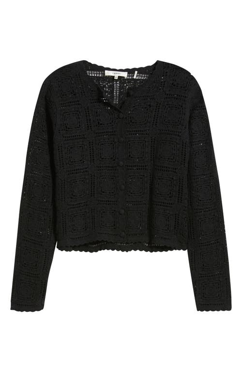 Frame Cotton Crochet Cardigan In Black