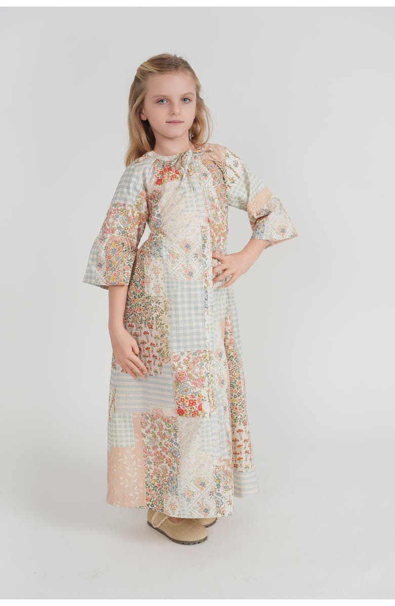 Seal Patchwork Flutter Sleeve Shell Button Robe, Alternate, color, Cream/Multi