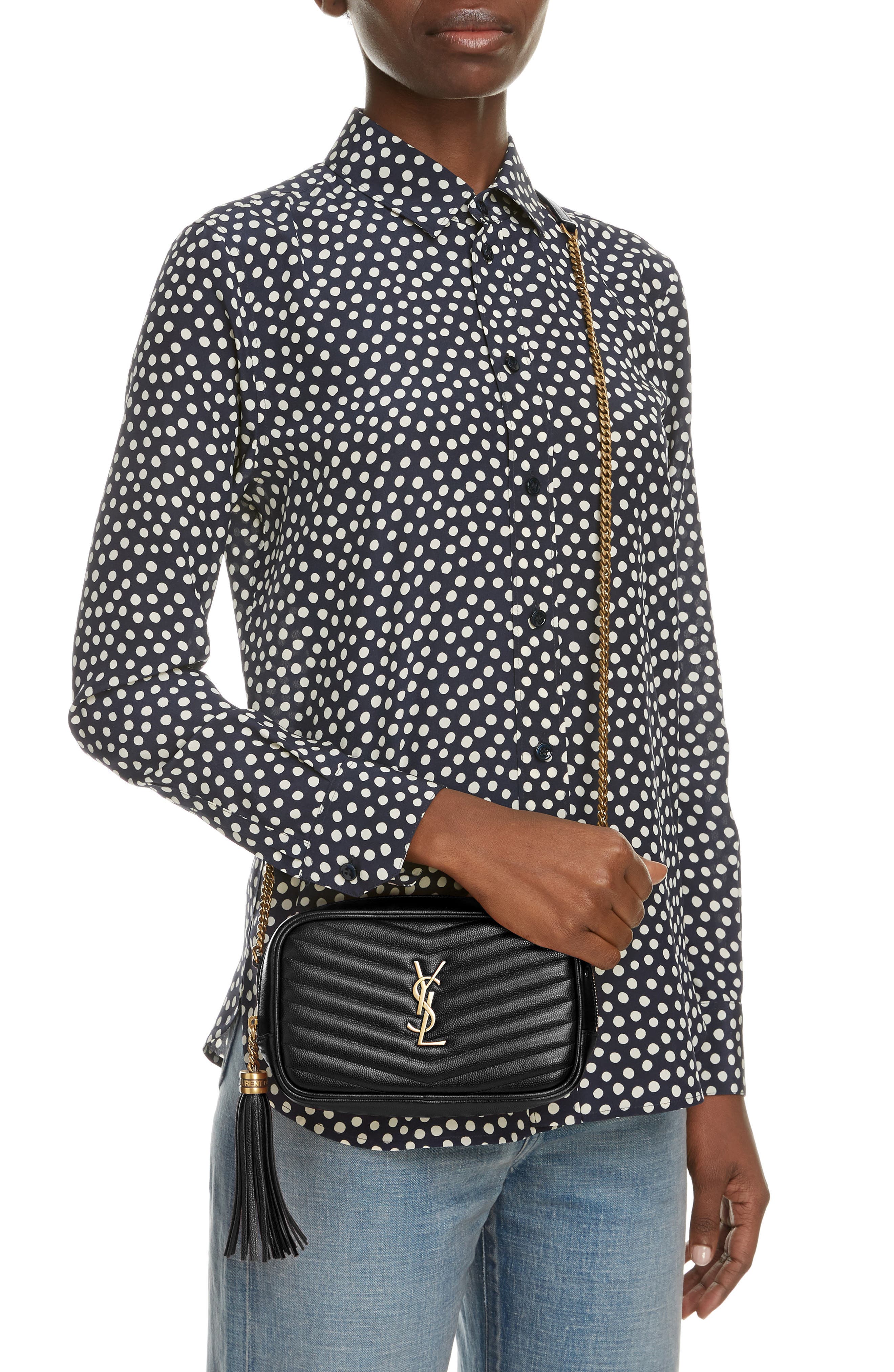 Saint Laurent Mini Lou Quilted Leather Camera Bag, Alternate, color, 