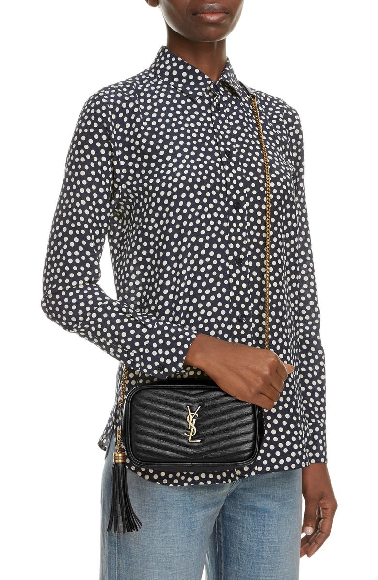 Saint Laurent Mini Lou Quilted Leather Camera Bag, Alternate, color,