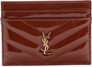 Saint Laurent Chevron Glazed Leather Card Case