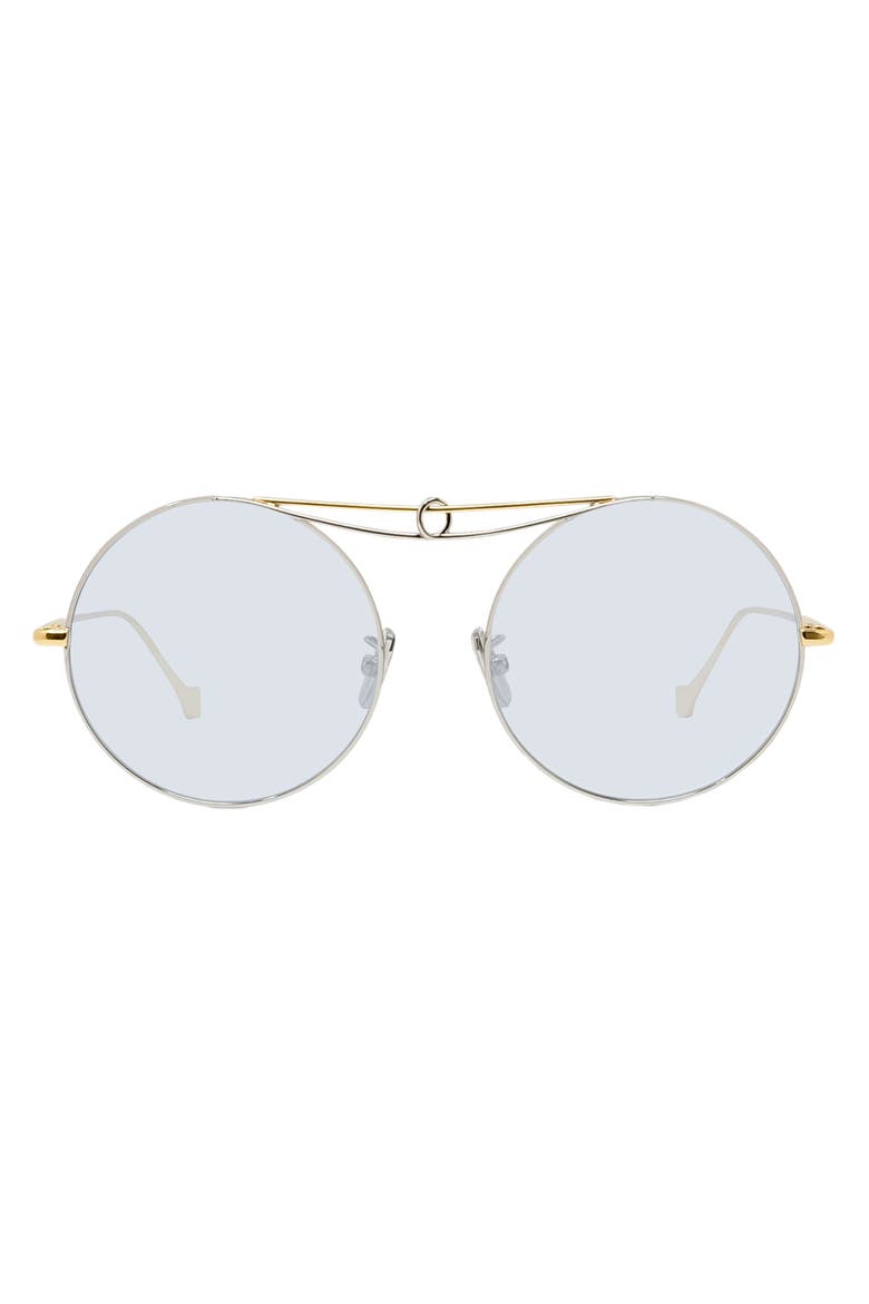 56mm Round Sunglasses, Alternate, color, SHINY PALLADIUM/ BLUE