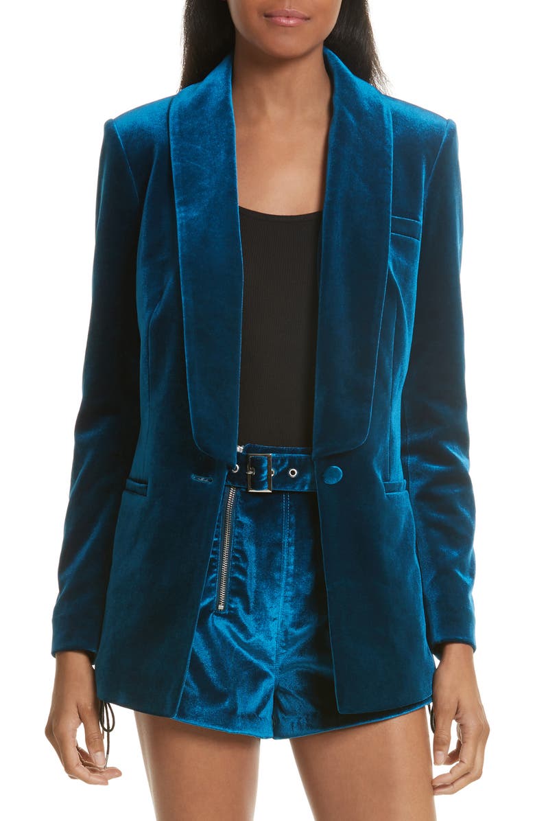 Self-Portrait Velvet Blazer, Main, color, 