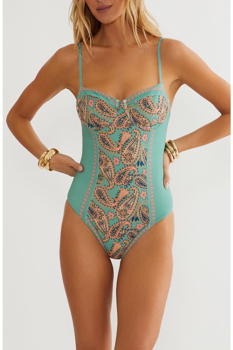 Hayes Paisley Underwire One-Piece Swimsuit, Main, color, CAPRI SOLEIL PAISLEY