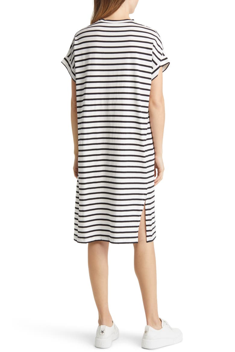 Nabila Stripe Cotton T-Shirt Dress, Alternate, color, BLACK
