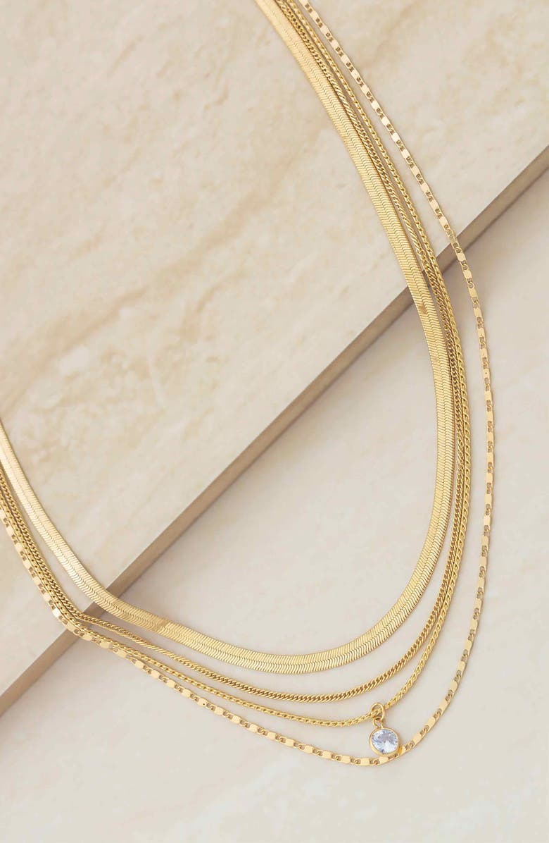Ettika Layered Chain Pendant Necklace, Alternate, color, Gold