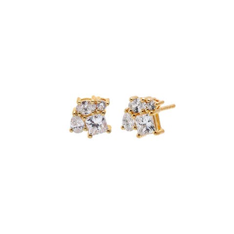 Lab Grown Diamond Multi Cut Cluster Stud Earring